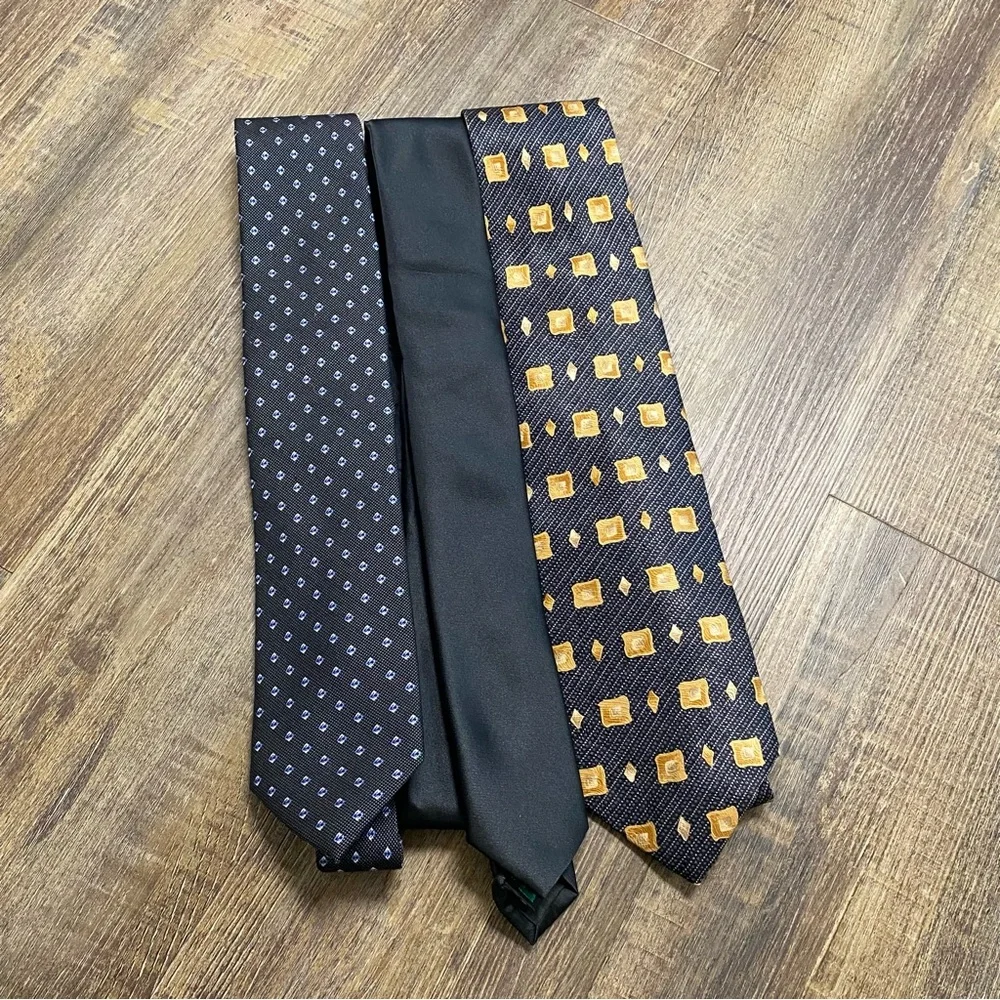 Elegant Black and Gold Men's Lot Ties Parisian Signature, QBrand, Joseph‎ Abboud